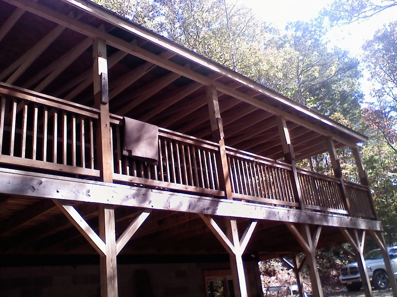 Timber framing under a new elevated porch and deck — Roof Leak Repair in Pooler by Roofing Brothers